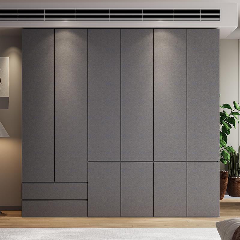 极简免拉手分段式衣柜现代简约一门到顶家用卧室四五六平开门衣橱