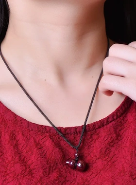 朱砂吊坠男小葫芦少儿挂件原矿原石朱砂福禄随身项链女