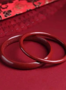 水晶 天然朱砂手镯手链镯子砂手链圆形手镯女镯