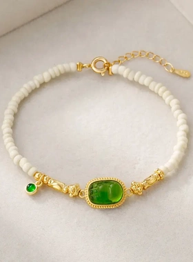 绿色小貔貅手链女小众简约设计轻奢复古手串精致爆款个性百搭手饰