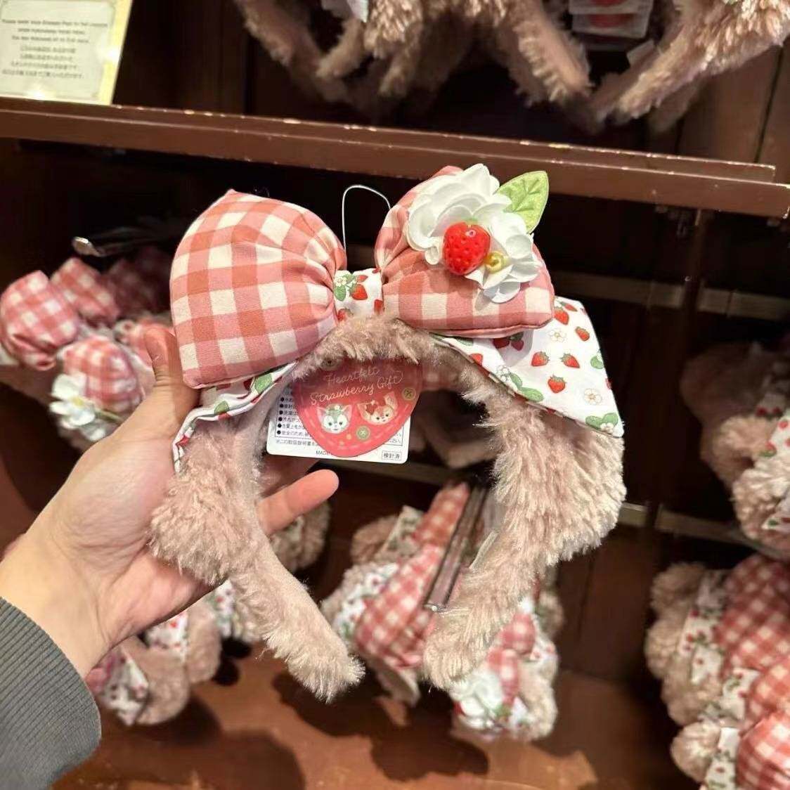 新款卡通蝴蝶结草莓雪莉玫发款箍游园装备发饰蝴蝶结发卡头箍头饰