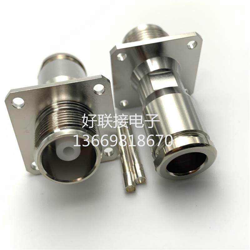 射频头高频头HN-KF-7母插座高压连接器 4孔法兰面板安装配393线缆