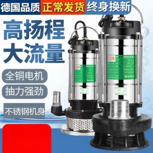 不锈钢潜水泵家用农用220v家用小型高扬程清污水泵吸水磅抽水机镑