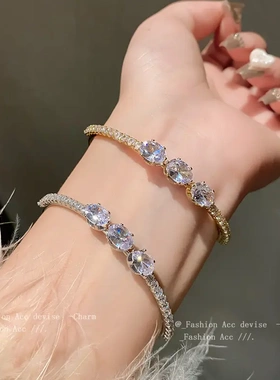 锆石圆形几何开口手镯韩系轻奢风时尚气质手环高级感精致手饰