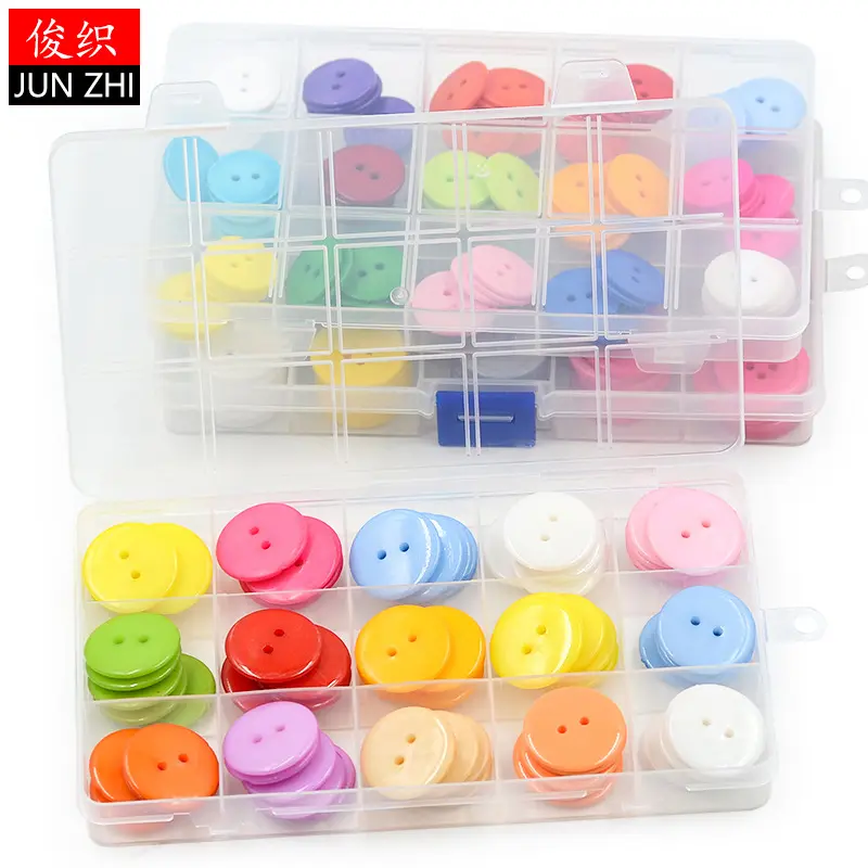 15mm25mm平缝纽扣子15色装饰二眼钮扣缝纫套装幼儿园手作材料
