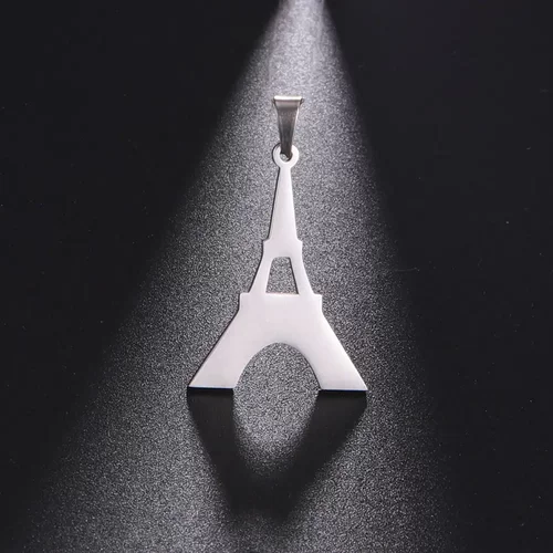新款个性创意切割钛钢埃菲尔铁塔吊坠项链耳饰手工挂件材料
