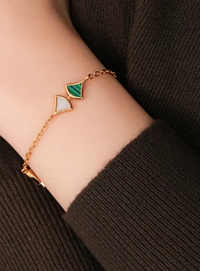 真金电镀叶手链欧美复古小众时尚气质手环简约轻奢高级感手饰