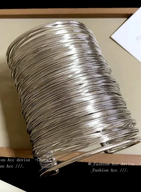 多层铁丝缠绕开口手镯欧美夸张设计感手环时尚冷淡风手饰