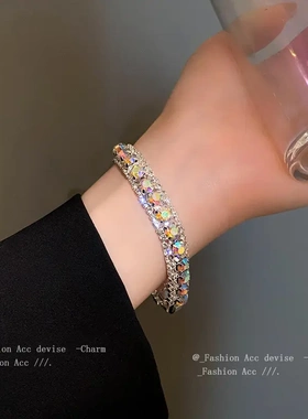 欧美夸张镶钻圆形卡扣手链小众简约设计感手环气质轻奢高级感手饰