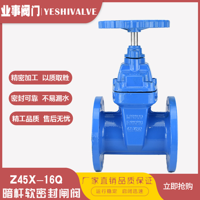Z45X-16Q消防自来水暗杆法兰式软密封闸阀DN50 65 80 100 150 200