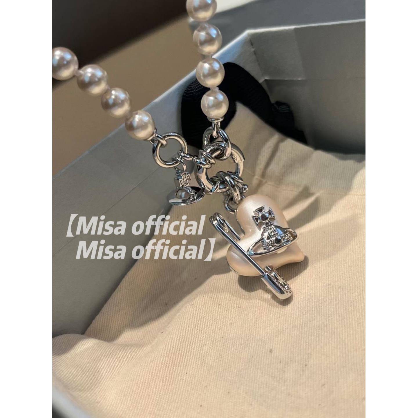 Misa officail|珍珠爱心土星别针 项链手链耳钉小众高级百搭