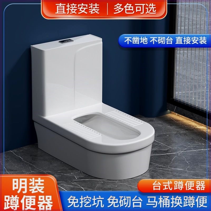 免砌台式蹲大便器坐大便器改蹲厕防臭家用免挖坑明装陶瓷一体蹲坑