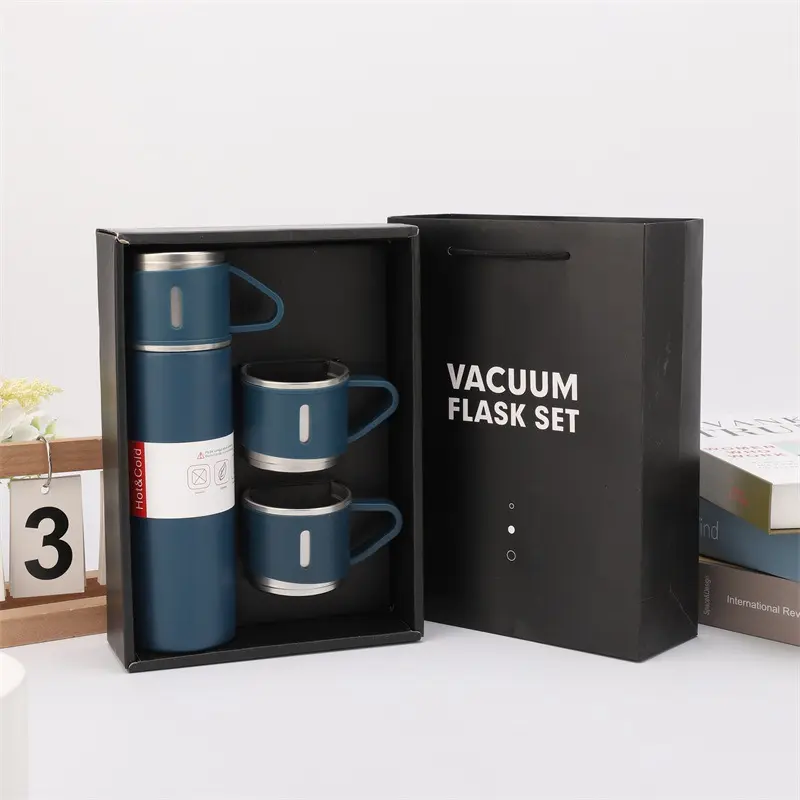 304不锈钢保温杯 套装礼盒商务礼品水杯一杯双盖一杯两用