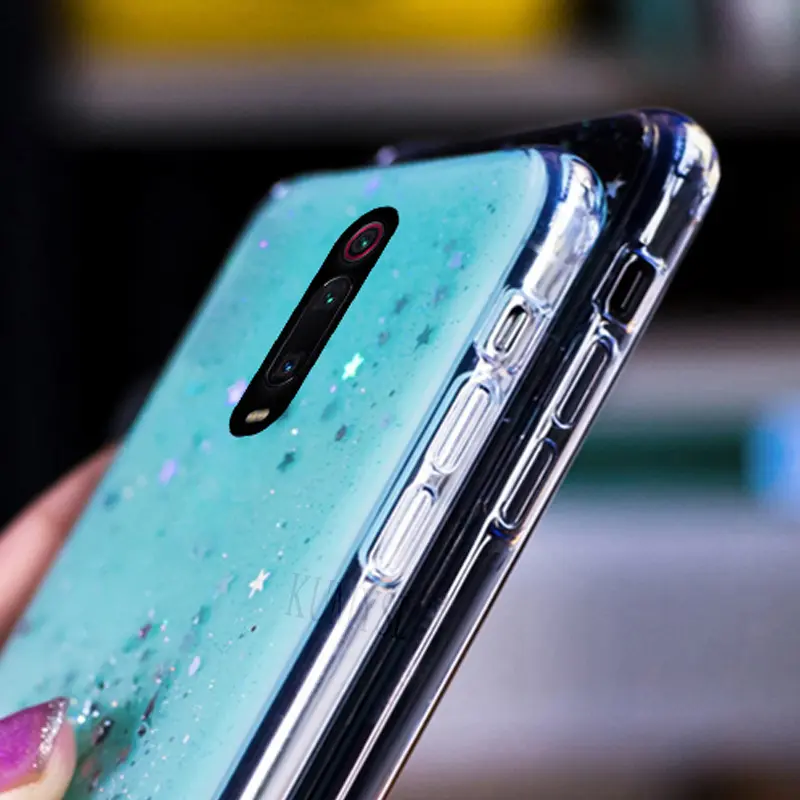 适用9pro星空银箔红米note 8 7闪粉滴胶红米k20防摔