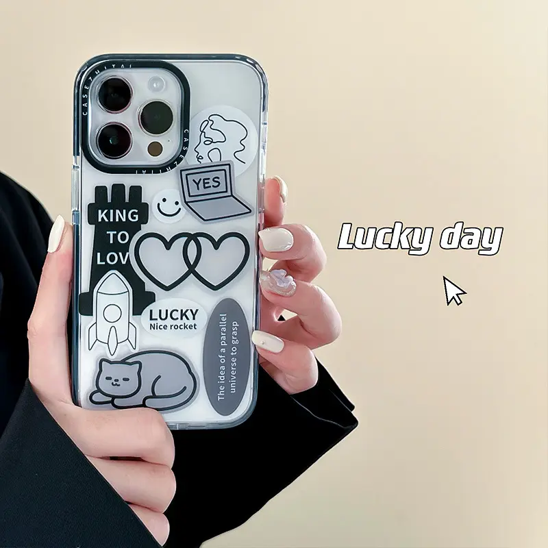 知泰16适用15卡通14promax贴纸11x黑圈双色