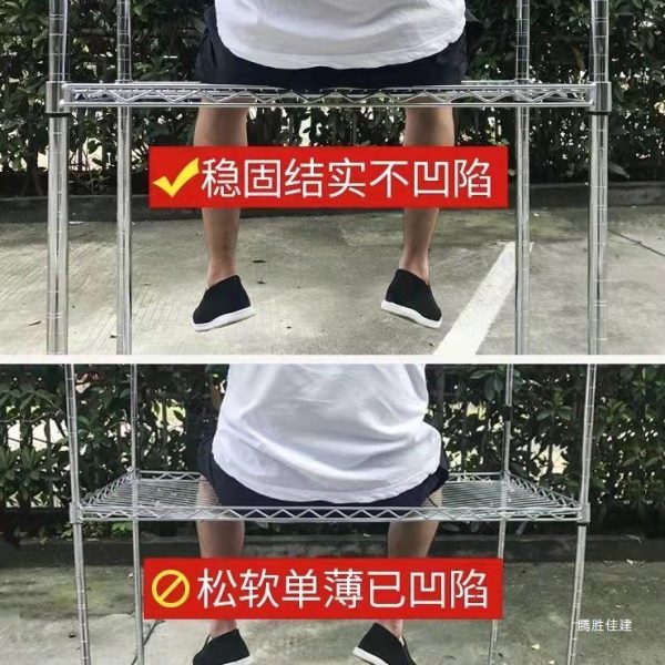 不锈钢色仓库置物架网格架多层镀铬色可移动带轮子防静电镂空货架