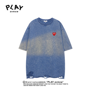 夏季 官方短袖 新款 潮牌情侣款 休闲T恤 PLAY 宽松圆领渐变时尚 AVMXW