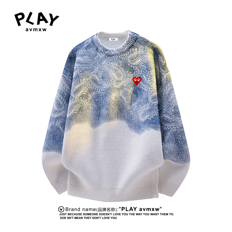 PLAYAVMXW腰果花扎染圆领毛衣