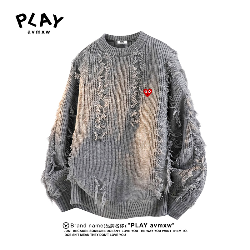 PLAYAVMXW休闲流苏破洞针织衫