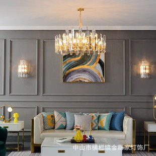 全铜后现代轻奢吊灯具客厅港式 别墅餐厅设计师样板房水晶卧室 风格