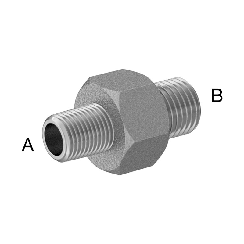 NPT Male BSPP Male耐极压316不锈钢六角变径外丝直通 118P163