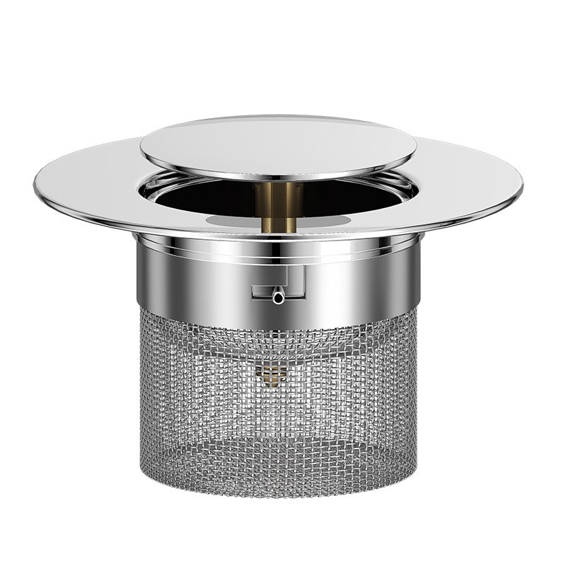 火爆跨境洗碗盆过滤网不锈钢水过滤芯防菜渣厨房304按压式洗菜池