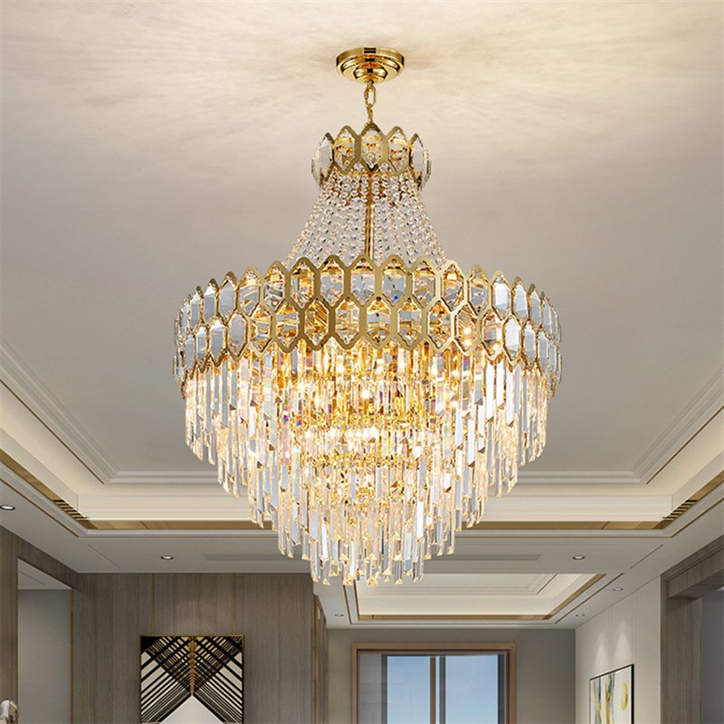 客厅大灯水晶灯后现代简约中空高层楼梯家居别墅复式楼轻奢吊灯