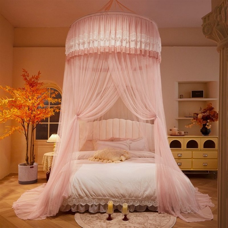 吊顶圆顶公主风免安装蚊帐加密帐纱通用夏季防蚊防虫床幔落地蚊帐