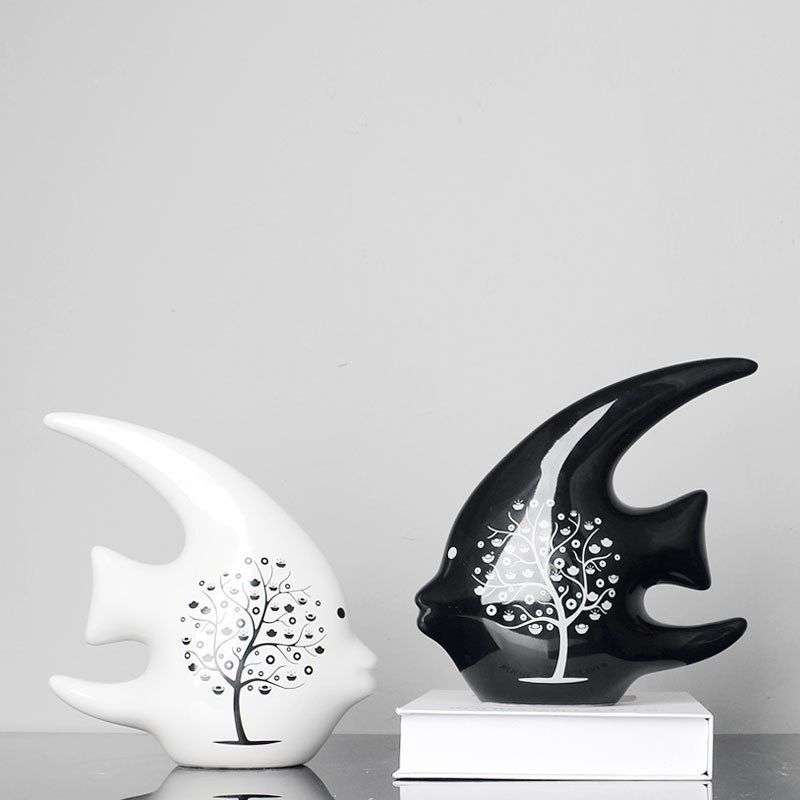 现代简约陶瓷摆件家居饰品酒柜电视柜装饰品创意桌面客厅鱼摆设,特色手工艺,其他特色工艺品,淘宝优惠券,粉丝福利购,淘宝优惠卷