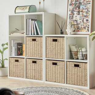 日式矮柜落地柜书柜收纳盒格子柜编织收纳筐窄高型收纳框筐收纳篮