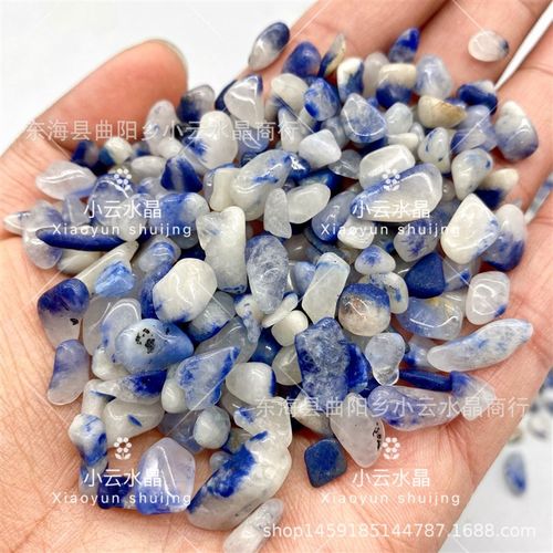 天然蓝发晶碎石水晶碎石鱼缸花盆装饰居家办公摆件厂家