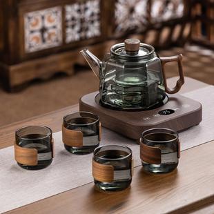 煮茶过滤泡茶壶器茶具 玻璃小型煮茶壶加厚耐高温家用小电陶炉套装