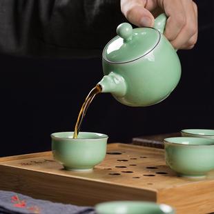 旅行陶瓷功夫茶具套装 龙泉青瓷便携式 家用一壶四杯带茶盘泡茶壶