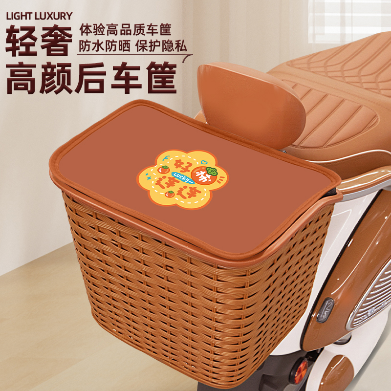 电动车后置车筐后框电瓶车筐书包放东西神器头盔收纳置物储物车篮