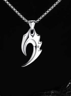 2025速卖通霸气月牙热卖红火焰带钻合金压铸项链