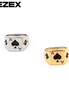 r0538-02 欧美时尚个性黑桃a男士钛钢戒指 饰品