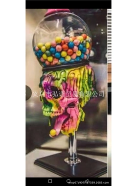 新款 树脂工艺品泡泡骷髅机 万圣节 办公室桌上摆件