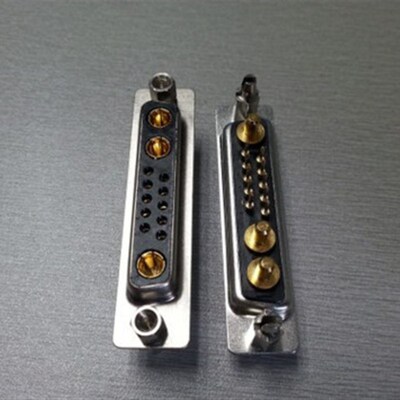 混装大电流D-SUB13W3直插母头电源连接器 3大针+10小针芯重载插座