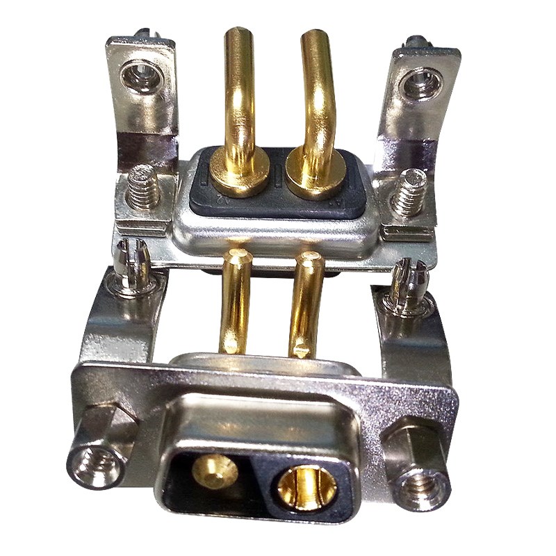 DSUB混装大电流连接器 2V2焊线 直插 弯插 压线 母头 公头2芯插头