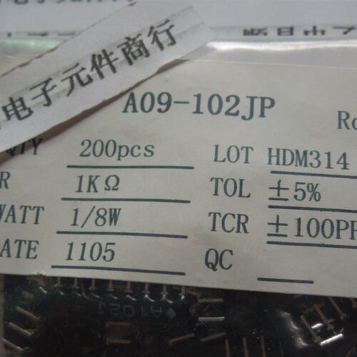 A09-102JP 排阻 9脚 102 1K  9P (一包200个)