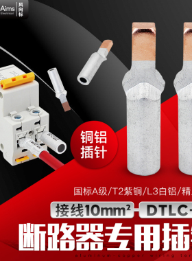 10平方 铜铝插针接线端子 铜铝鼻子鸭嘴型 DZ47空开C45断路器插针