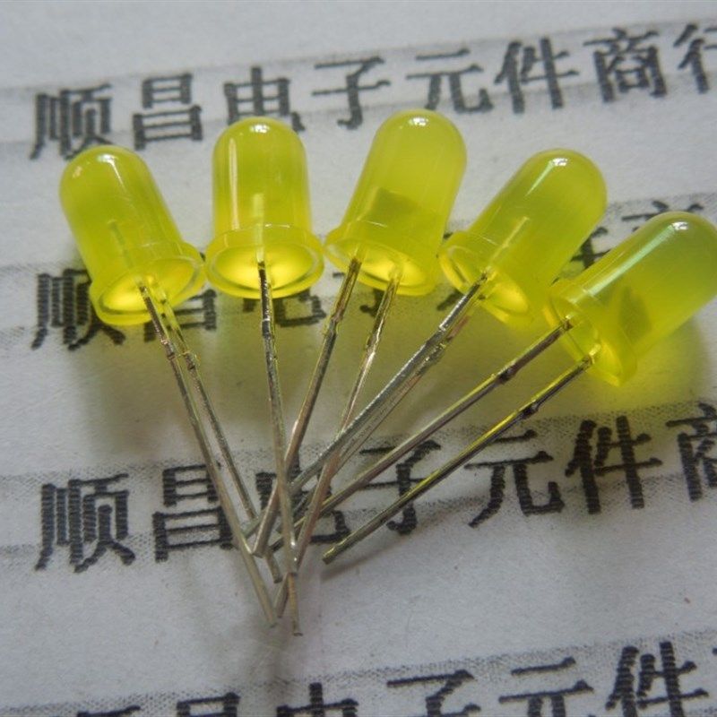 5MM 黄发黄 黄色 发光二极管 LED 发光管 黄灯 (一件20个)