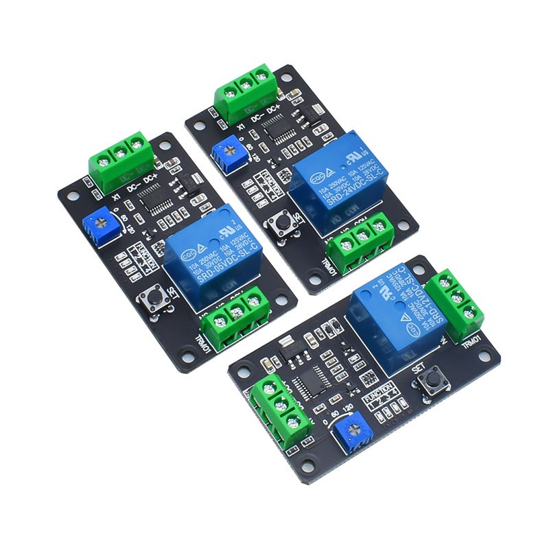 TRM01延时继电器 5V12V24V延时断开开关自锁多功能 定时0.1-120秒