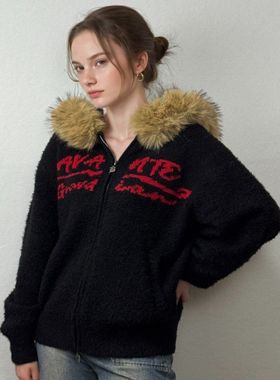 Avante Guardian冬季保暖绵软辣妹毛衣外套针织毛衣毛领可拆卸