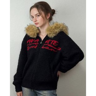 Avante Guardian冬季保暖绵软辣妹毛衣外套针织毛衣毛领可拆卸