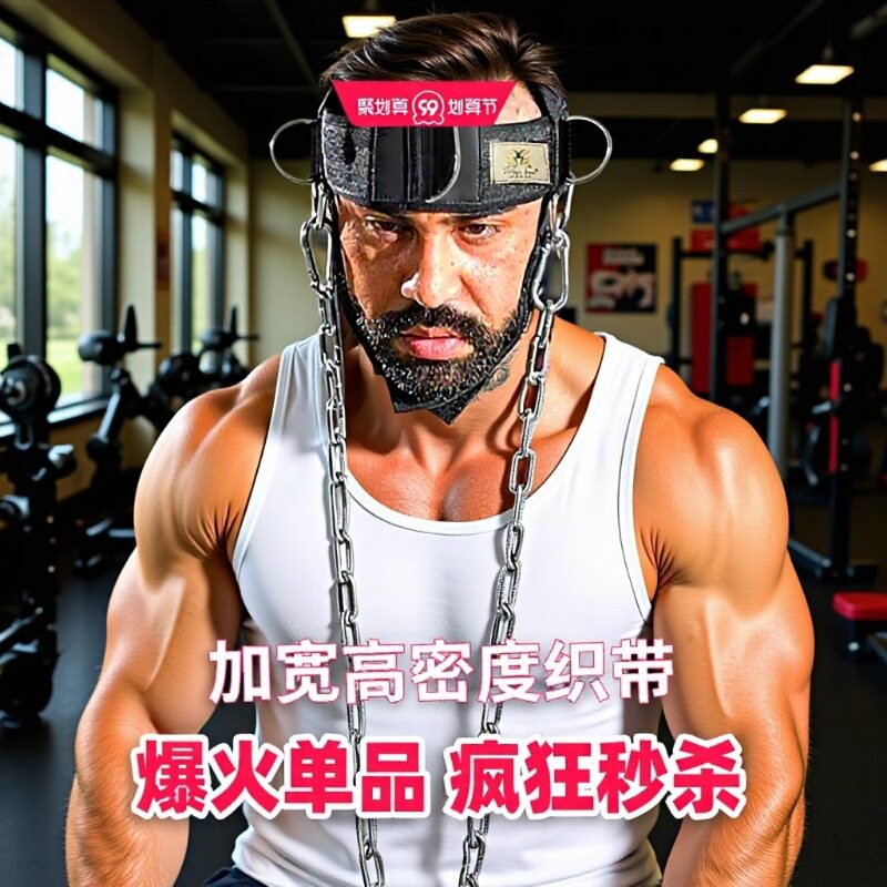 肩颈训练器带铁链负重帽