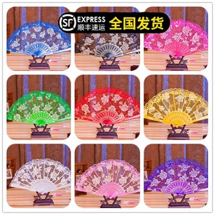 咏春扇子 中国风咏春舞蹈扇子 白色玫瑰蕾丝扇子折叠扇舞蹈道具厂