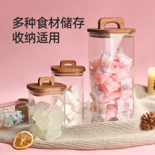 厨房储物罐带盖糖果罐收纳密封玻璃罐食品级方形玻璃密封罐