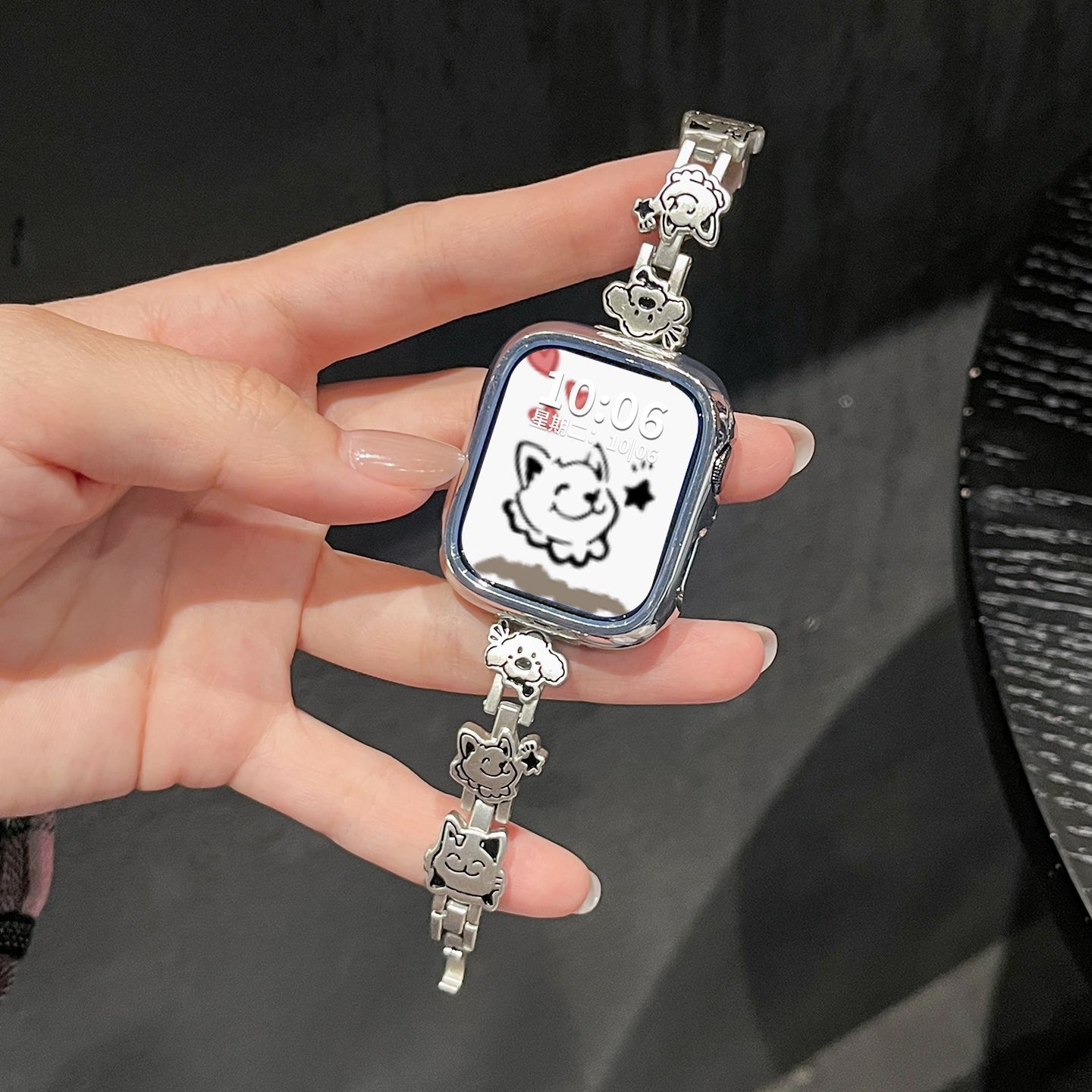 小猫小狗金属手链适用iwatch s11表带applewatch s10苹果手表s9s8