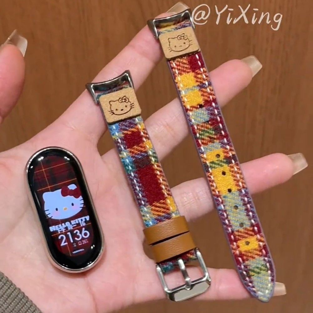 适用小米手环10/8/9/nfc表带9/8pro彩色纹红米4/5韩系腕带春夏季